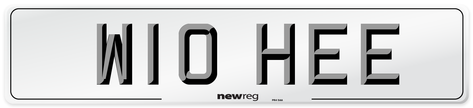 W10 HEE Number Plate from New Reg